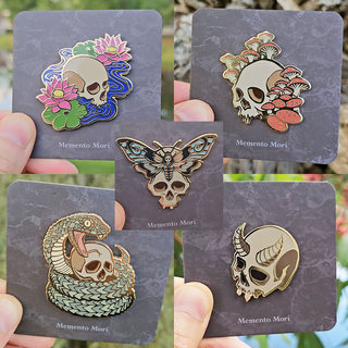 Memento Mori Skulls 5  Enamel Pin Set