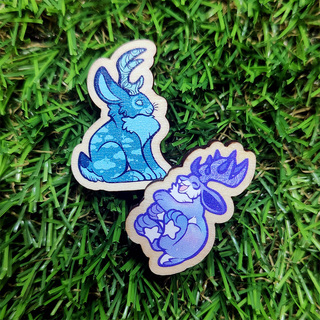 Blue Moon Jackalope Wood Pin Set