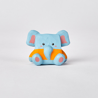 Enen Carved Wooden Square-Faced Sitting Elephant