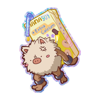 Banana milk monkey glitter sticker