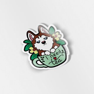 Vinyl Sticker "I Need Tea" Husky