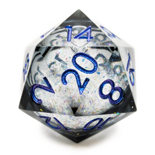 Liquid Core Giant D20, 33mm | (Black with Blue Numbers)