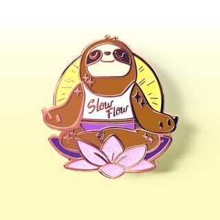 Enamel Pin Slow Flow Yoga Meditation Sloth