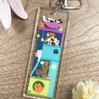 Cat Tower Acrylic Keychain