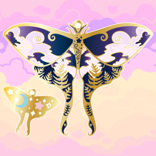 Lunar Moth Metal Bookmark