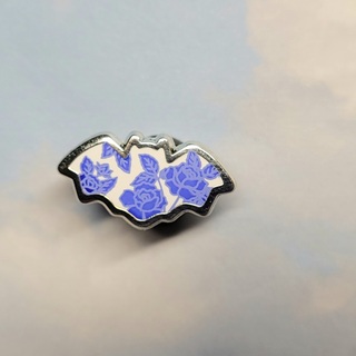 Silver Porcelain Bat Mini Pin