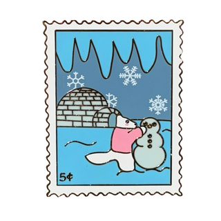 Kiki the Arctic Fox Stamp Enamel Pin