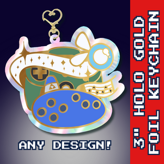 3" Holographic Gold Foil Keychain
