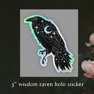 STICKER- Wisdom raven holo