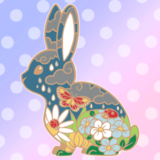 Rainy Day Rabbit Enamel Pin