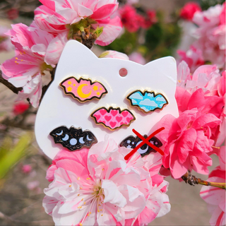 Pink Moon & Stars Bat Mini Pin