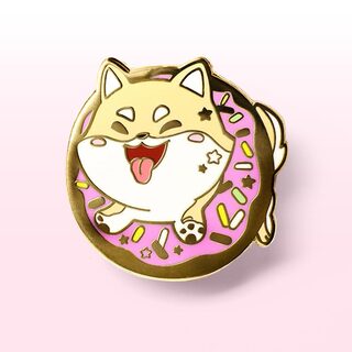 Enamel Pin Cream Shiba Inu Donut