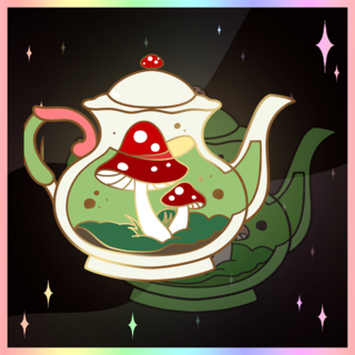 Enamel Pin - Mushroom Tea Pot (Glow in dark)