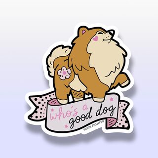 Vinyl Sticker "Who's A Good Dog" Pomeranian