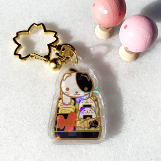 Bento Cat Holographic Transparent Acrylic Keychain