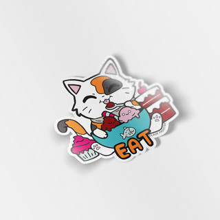 Vinyl Sticker EAT (Calico Cat)