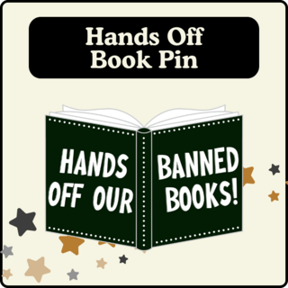 Hands Off Our Banned Books Pin
