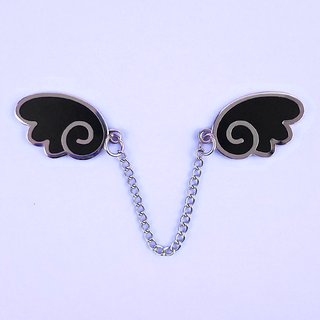 Angel Wings Silver/Black Enamel Pin