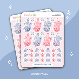 Sakura Bubble Tea Vinyl Sticker Sheet