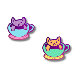 Treat Pin - Rainbow Metal Cup Cat