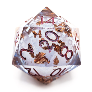 Liquid Core Giant D20, 33mm | (Copper Foil with Light Purple Numbers)