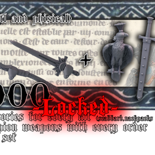 knight accessories and champions weapons