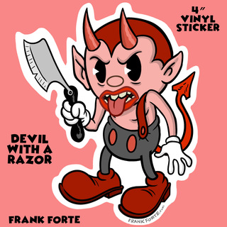 Devil with a Razor 4" Die Cut Vinyl Sticker