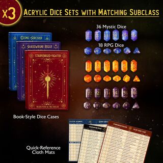 Acrylic Dice Set with Matching Subclass - 3 Sets