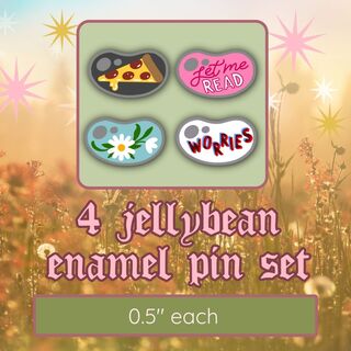 JELLYBEAN 4 pin SET- daisy/worries/pizza/letread