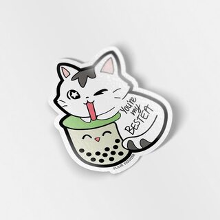 Vinyl Sticker You're My Bestea Boba Cat (Matcha Green Tea Special Edition)