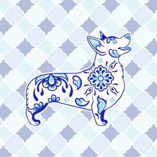 Porcelain Corgi Enamel Pin