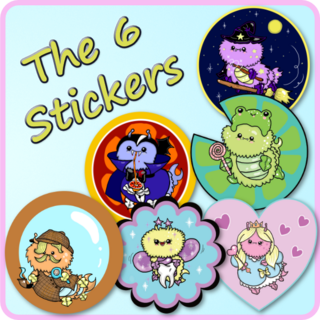 The 6 Fluffypede Stickers