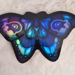 Blue Moth 4" Holo Vinyl Sticker