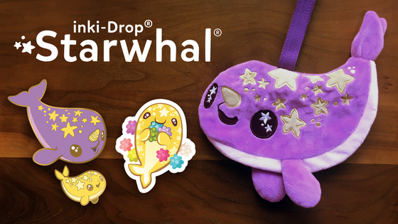 inki-Drop Starwhal Galaxy Narwhal 3DS Pouch + Enamel Pins