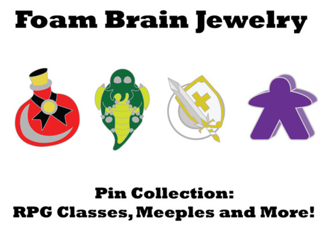 Foam Brain Metal Pins - RPG Classes, Meeples and More!