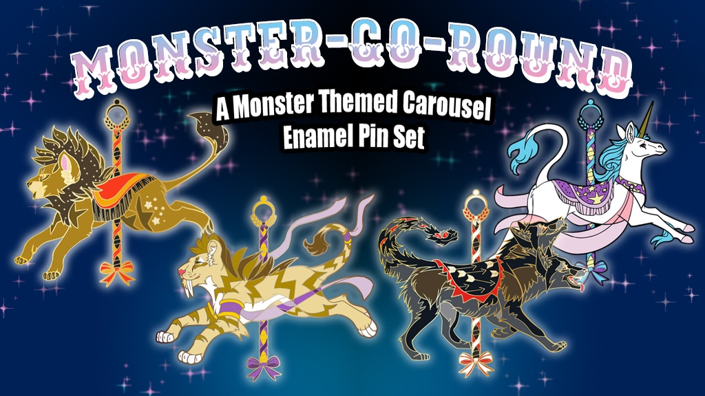 A Monster Carousel Enamel Pin Set