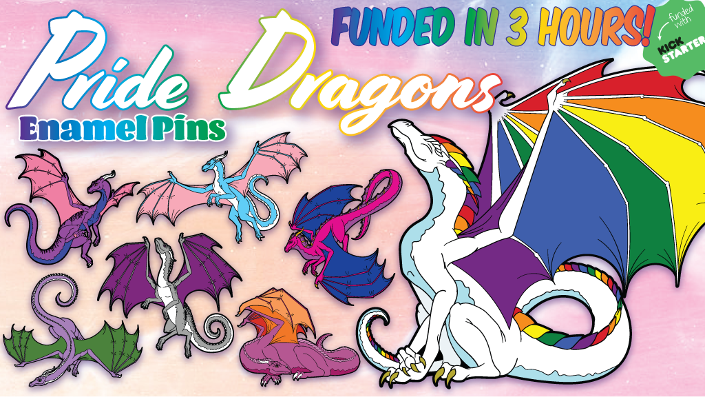 Pride Dragons Enamel Pins, Acrylic Charms & Stickers