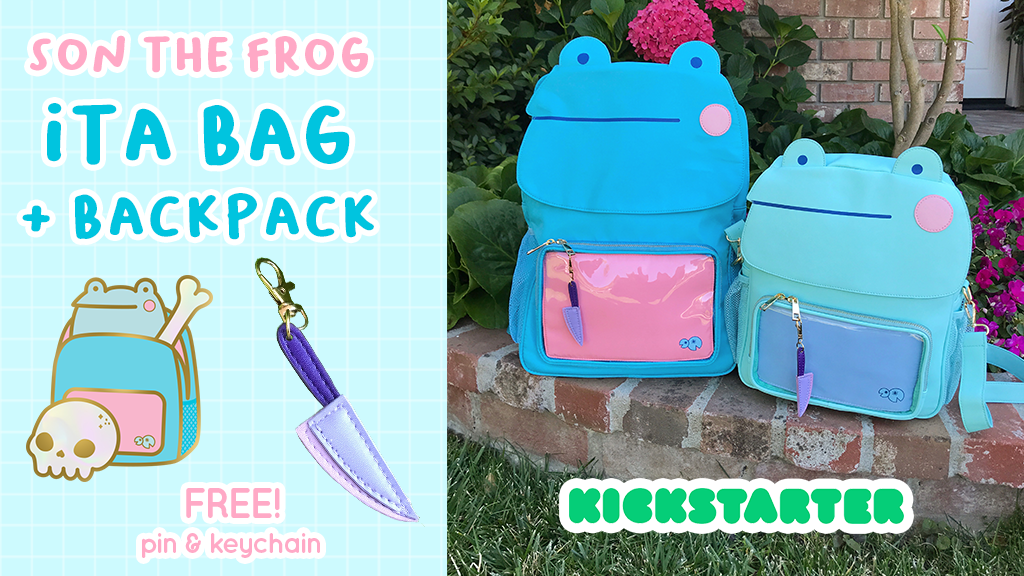 Rainylune Medium Son the store Frog Ita Backpack and Pin Bundle