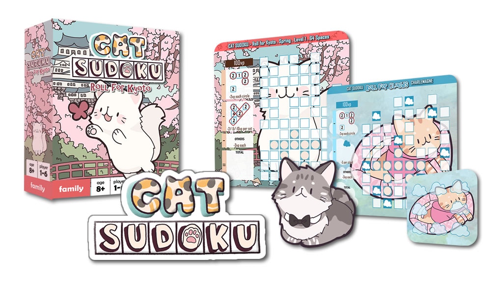 Cat Sudoku roll and write game for 1 to 6 players