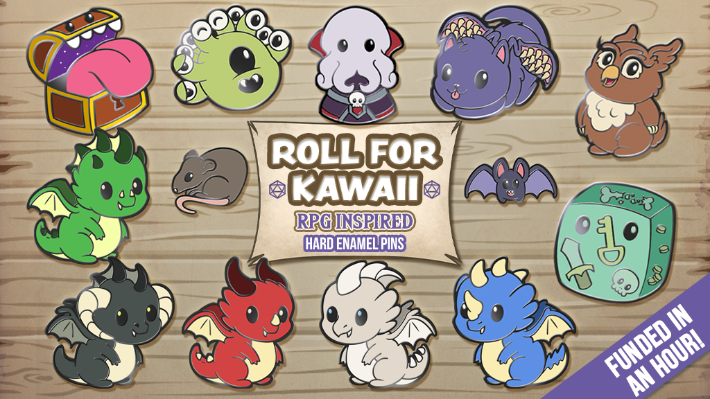 Roll For Kawaii - TTRPG Monster Enamel Pins