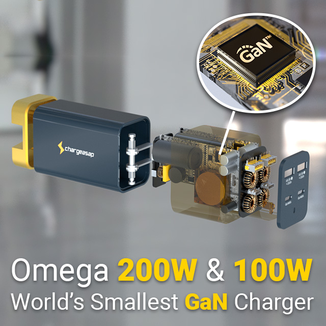 Omega: World's Smallest 100W & 200W USB-C Charger