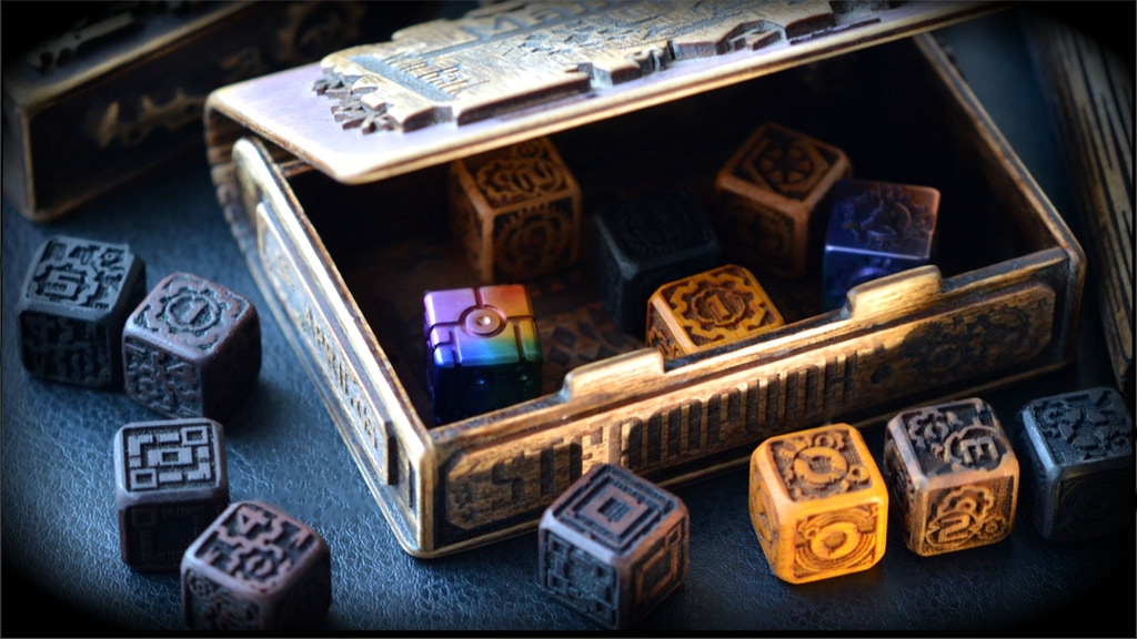 Steampunk Dice with Exclusive box and Dice Tower