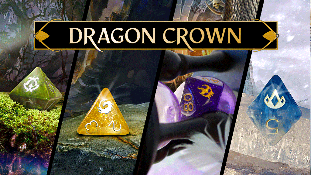 Dragon Crown: RPG Polyhedral Dice, Thematic Sets Four Realms