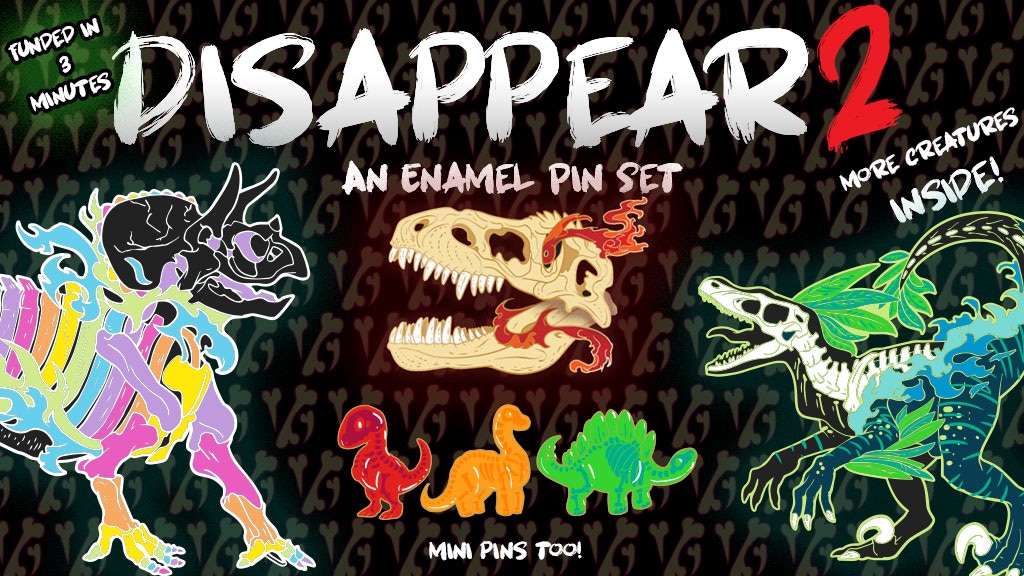 Disappear 2: An Enamel Pin Set Based on Extinct Animals