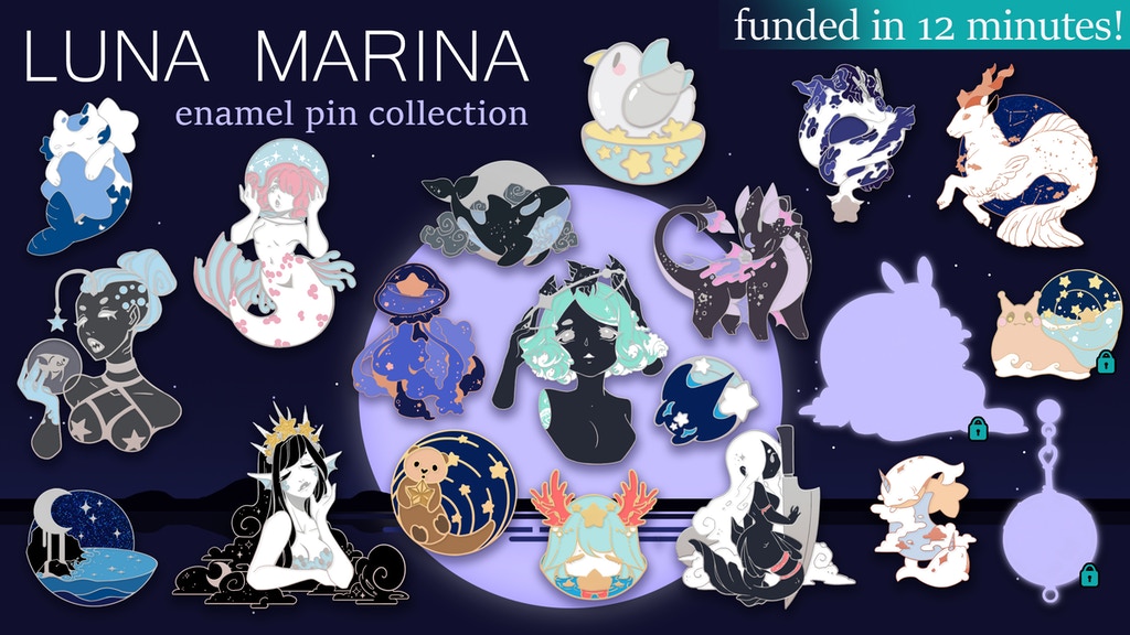 luna marina | enamel pin collection