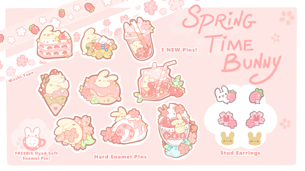 Spring Time Bunny Enamel Pins