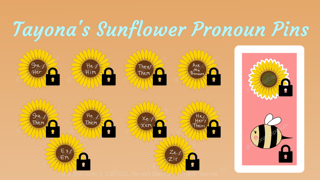 Blooming Pronouns: Sunflower Themed Hard Enamel Pronoun Pins