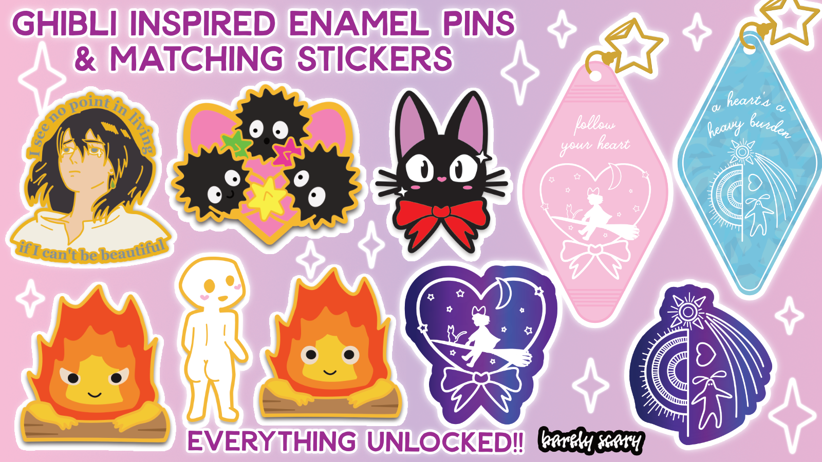 Studio Ghibli Inspired Enamel Pin + Sticker Collection ♡