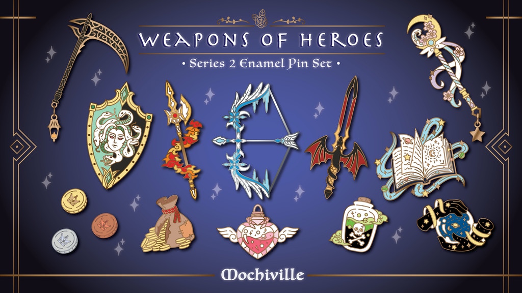 Weapons of Heroes 2 - Fantasy RPG Enamel Pin Set