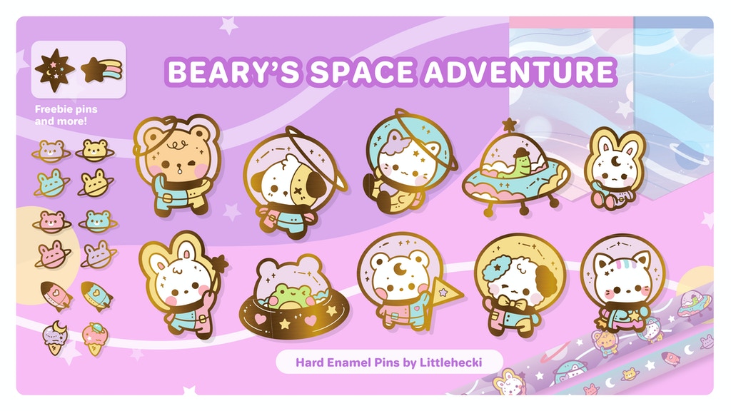 Beary's Space Adventure Enamel Pins